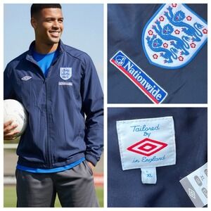 England National Football Team Umbro Track Jacket Logo Royal Blue XLarge Vintage